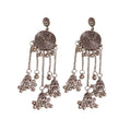 Ethnic Vintage Alloy Round Tassel Drop Earrings With Silver Pins Geometric Statement Jewelry view 5