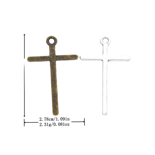 DIY Jewelry Accessories Vintage Alloy Cross Pendant Charm For Bracelet Necklace Making