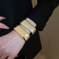 Statement Acrylic Wave Open Oval Bangle, Minimalist Luxury Fashion Bracelet view 4