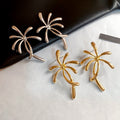 Real Gold Plated Metal Flower Stud Earrings With Silver Posts, Minimalist Style Jewelry view 3