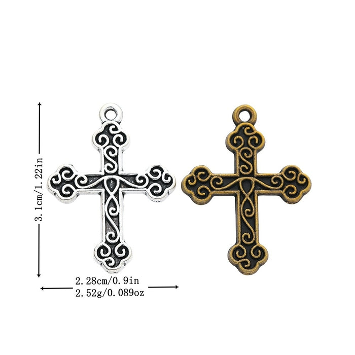 Zinc Alloy Cross Charm Pendant No.649449 for DIY Necklace Bracelet Jewelry Making