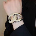 Wide Crossover Acrylic Bangle Bold Oval Statement Bracelet Minimalist Fashion Hand Jewelry view 3
