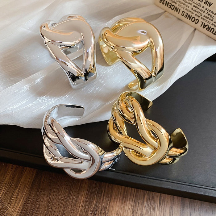 Wide Crossover Acrylic Bangle Bold Oval Statement Bracelet Minimalist Fashion Hand Jewelry