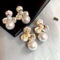 Gold Plated Copper Petal Pearl Stud Earrings With Silver Posts Sweet Vacation Style view 4