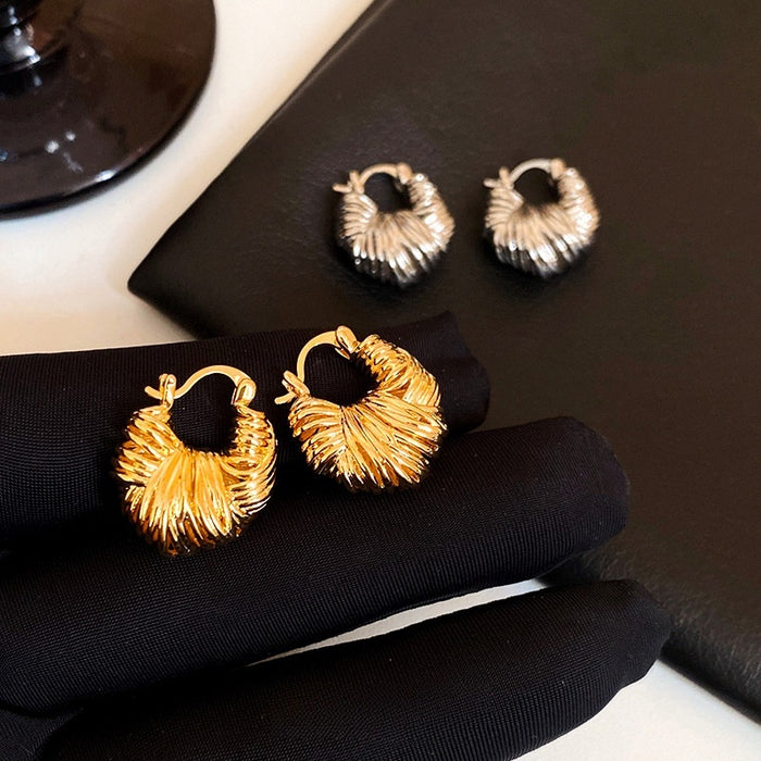 Gold Plated Metal U Shaped Ear Cuff Earrings Minimalist Round Design Light Luxury Fashion Jewelry