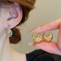 Gold Plated Metal U Shaped Ear Cuff Earrings Minimalist Round Design Light Luxury Fashion Jewelry view 2