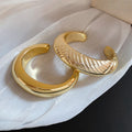 Oval Striped Open Acrylic Bangle For Women, Statement Influencer Style Bracelet view 1