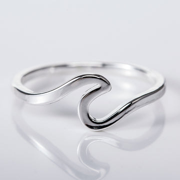 Simple Wave Band Finger Ring Silver Rose Gold Gold Tone