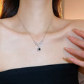 Sparkling Zircon Rhombus Square Copper Clavicle Necklace, Light Luxury Style Pendant view 3