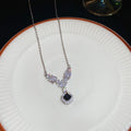 Sparkling Zircon Rhombus Square Copper Clavicle Necklace, Light Luxury Style Pendant view 4