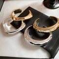Vintage Style Oval Wrinkled Acrylic Open Bangle Minimalist Fashion Wrist Jewelry view 1