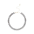 Gold Short Pearl and Black Crystal Bead Choker Necklaces view 5