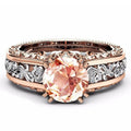 Rose Gold Two-Tone Filigree Round Center Stone Fashion Ring view 7