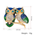 Green Gold Tone Owl Crystal Enamel Metal Brooch Pin 3.3 x 2.8 cm view 5