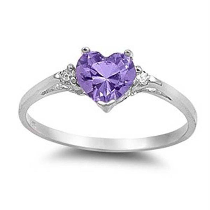 Heart-Shaped Solitaire Ring In Ten Bright Stone Colors