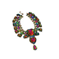 Rhinestone Square Heart Teardrop Pendant Copper Necklace For Women Light Luxury Statement Style view 5