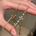 Copper Zircon Iris Flower Cross Adjustable Bangle Light Luxury Elegant Jewelry view 4