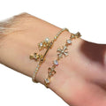 Copper Zircon Iris Flower Cross Adjustable Bangle Light Luxury Elegant Jewelry view 5