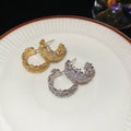 Copper Zircon Letter C Stud Earrings For Women, Light Luxury Fashion Elegant Ear Jewelry view 4