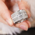 Full Zircon Wide Band Ring For Women, Sparkling Statement Thumb Ring Fashion Jewelry view 1