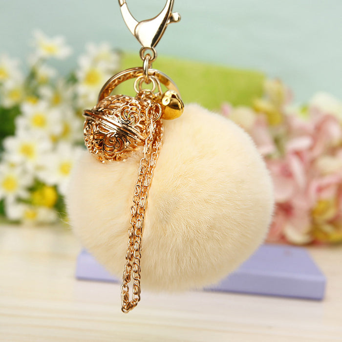 Palace Bell Plush Pom Pom Keychains in Forty Color and Strap Options