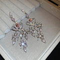 Chic Alloy Rhinestone Heart Tassel Drop Earrings With Silver Needle Posts view 4