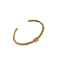Gold Plated Copper Zircon Oval Open Bangle Minimalist Luxury Fashion Bracelet Jewelry view 5