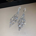 Copper Oval Rhinestone Pendant Drop Earrings For Women Light Luxury Geometric Ear Jewelry view 4