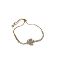Copper Zircon Flower Bangle For Women, Light Luxury Full Pave Vintage Bracelet view 5