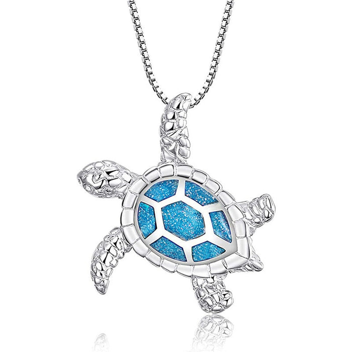 Cute Enamel Turtle Pendant Necklace With Metal Edge, Trendy Personalized Accessory