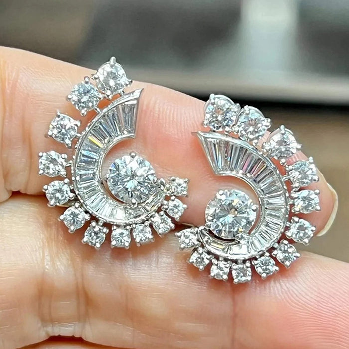Irregular Micro Pave Zircon Luxury Design Earrings For Engagement Wedding Dress Jewelry