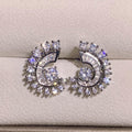 Irregular Micro Pave Zircon Luxury Design Earrings For Engagement Wedding Dress Jewelry view 3