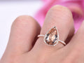 Champagne Pear Cut Crystal Halo Ring in Rose Gold Tone view 3