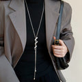 Rhinestone Coiled Snake Sweater Necklace Alloy Minimalist Chic Animal Pendant For Women view 1