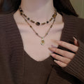 Vintage Copper Irregular Oval Tiger Eye Stone Sweater Necklace For Women view 3
