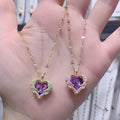 18K Gold Plated Stainless Steel Heart Crystal Pendant Necklace For Women, Korean Light Luxury Clavicle Chain view 2