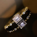 Stackable Square Geometric Zircon Ring For Women, Daily Wear Fashion Finger Jewelry view 1