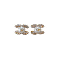 Gold Tone Copper Letter Zircon Pearl Stud Earrings With Silver Pins Modern Minimalist Style view 5