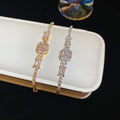 Luxury Zircon Square Interlocking Adjustable Copper Bangle For Fashion Jewelry view 1