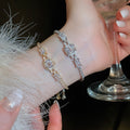 Luxury Zircon Square Interlocking Adjustable Copper Bangle For Fashion Jewelry view 4