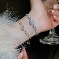Luxury Zircon Square Interlocking Adjustable Copper Bangle For Fashion Jewelry view 2