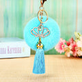 Crown Tassel Plush Pom Pom Keychains in Ten Pictured Colors view 3