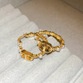 Real Gold Plated Pig Nose Faux Pearl Hoop Earrings For Women Light Luxury Fashion Jewelry view 3
