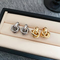 Light Luxury Round Wrapped Metal Stud Earrings With Silver Posts For Women view 3