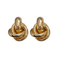 Light Luxury Round Wrapped Metal Stud Earrings With Silver Posts For Women view 5