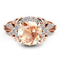 Rose Gold Tone Champagne Oval Cluster Ring In A Polished Decorative Design view 4