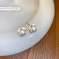 Light Luxury French Vintage Flower Faux Pearl Enamel Stud Earrings With Silver Pins view 2