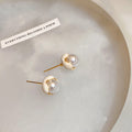 Light Luxury French Vintage Flower Faux Pearl Enamel Stud Earrings With Silver Pins view 4