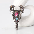 Black Silver Tone Flower Crystal Metal Brooch Pin 4 x 6.6 cm view 4
