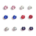Six Color Round Crystal Look Magnetic Stud Earrings view 1
